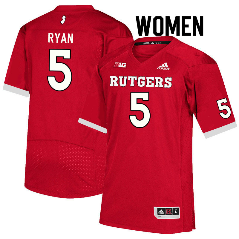Women #5 Sean Ryan Rutgers Scarlet Knights College Football Jerseys Sale-Scarlet - Click Image to Close